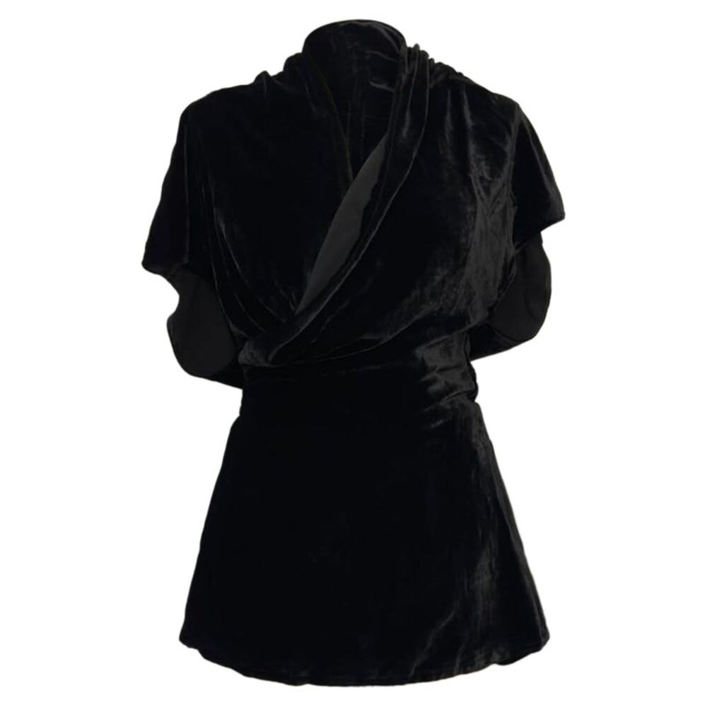 Rick Owens Wrap Blouse in Black Velvet
